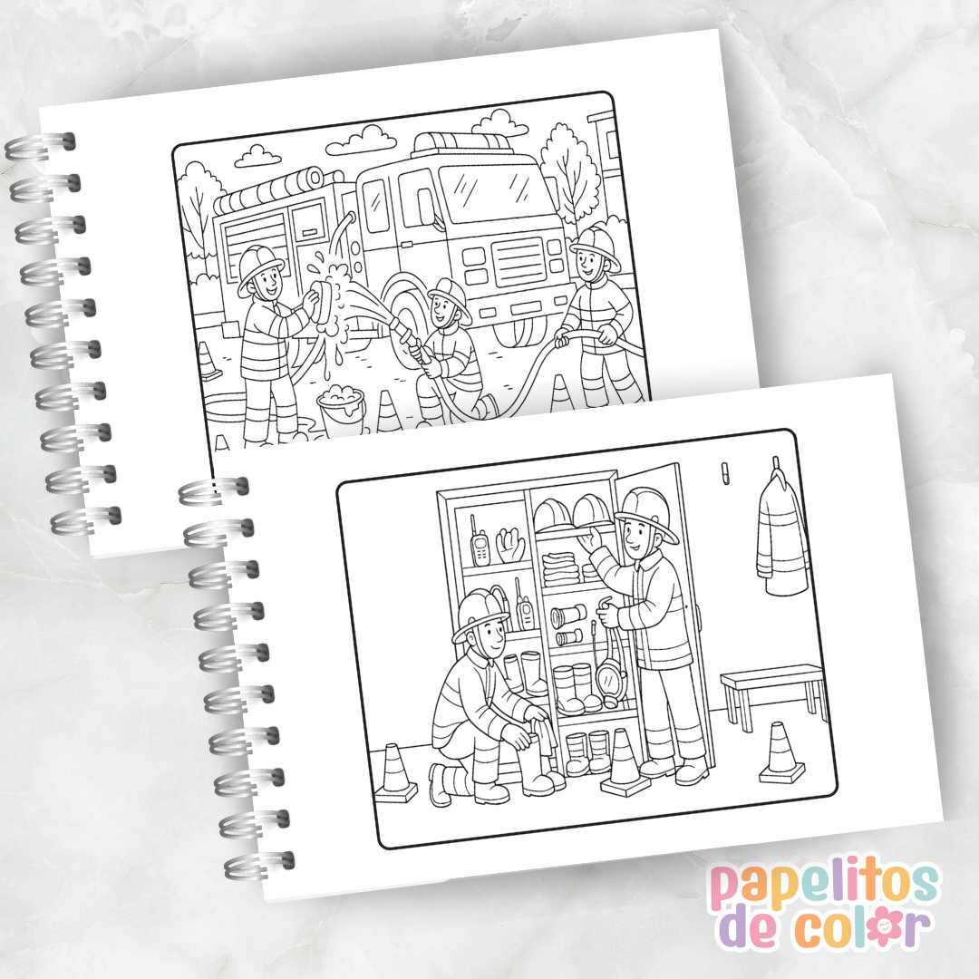 🚒🎶 Libro para pintar Bomberos 🔥🎨