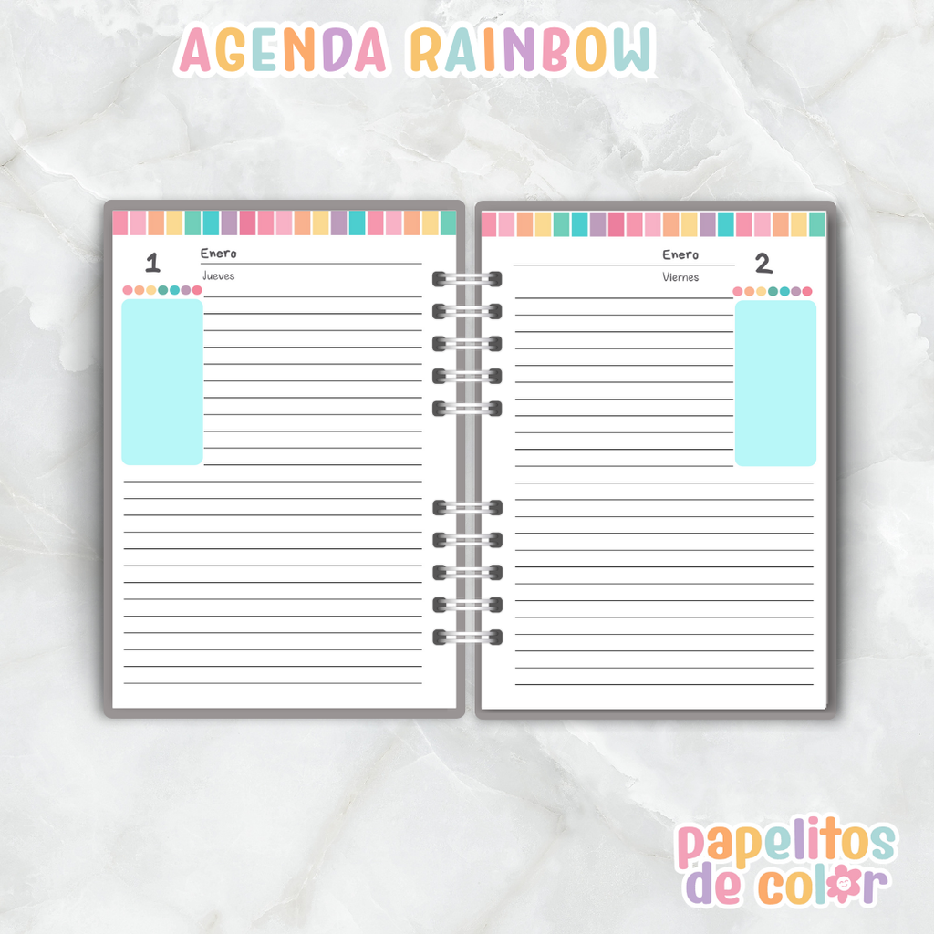 Agenda Rainbow Diaria 2026  🌈📔✨