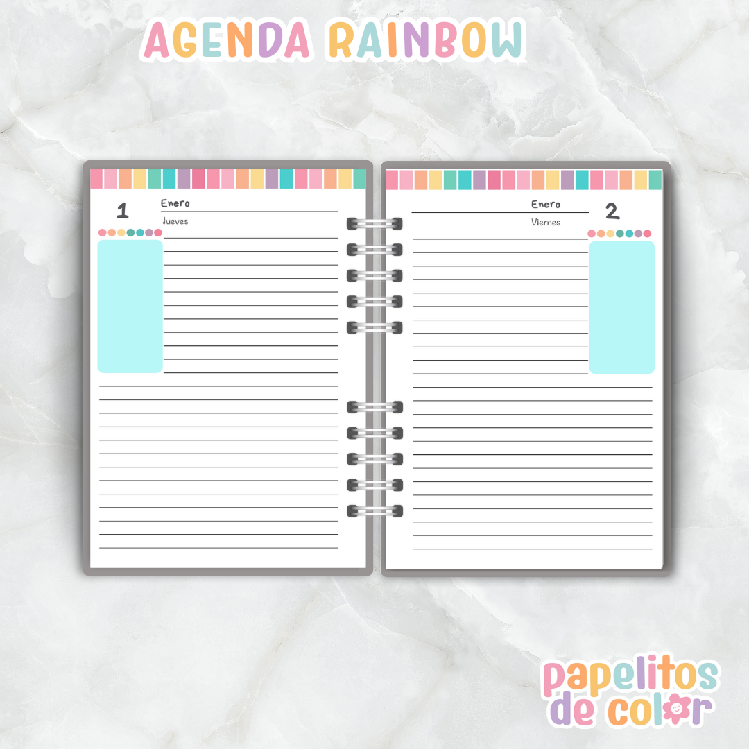 Agenda Rainbow Diaria 2026  🌈📔✨