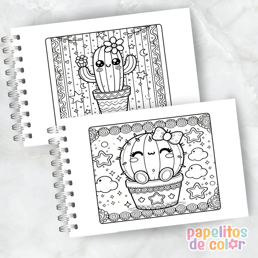 🎨 Libro para Pintar de Cactus 🌵💚✨
