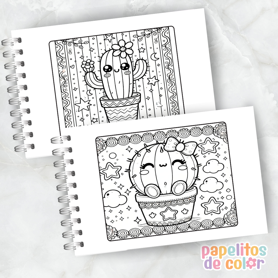🎨 Libro para Pintar de Cactus 🌵💚✨