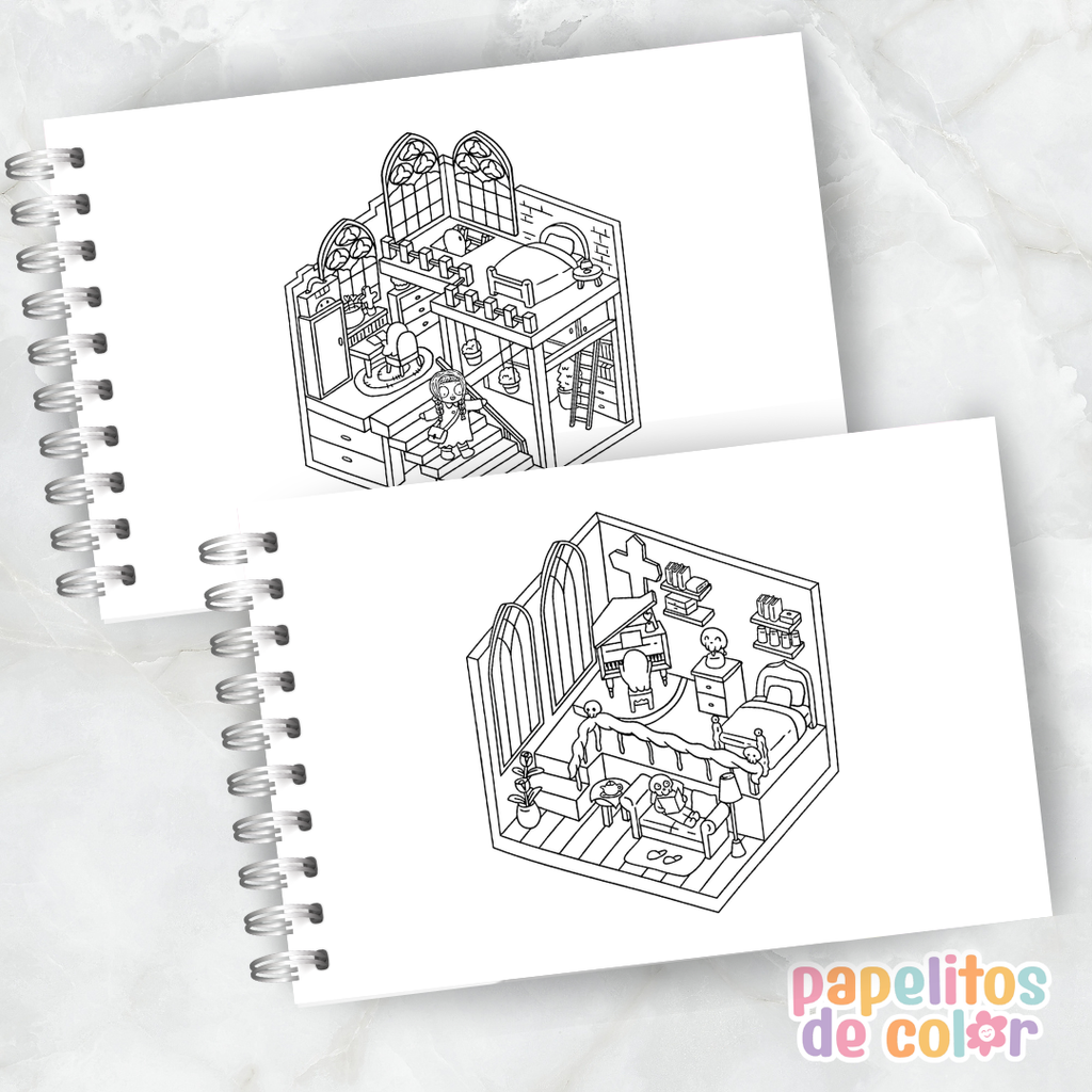 🕸️🖤 Cuaderno para pintar Spooky Room ✨🎨