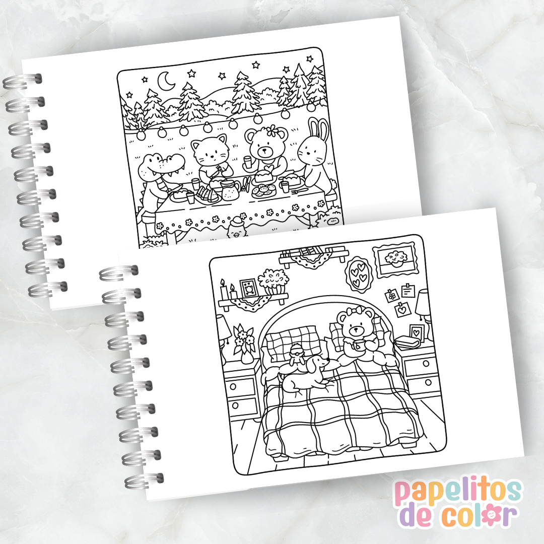 🏡🐻  Libro para Pintar Cottage Friends 🌿🎨