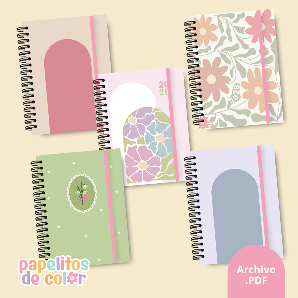🌸 Pack 25 Portadas Agendas – Kit 10