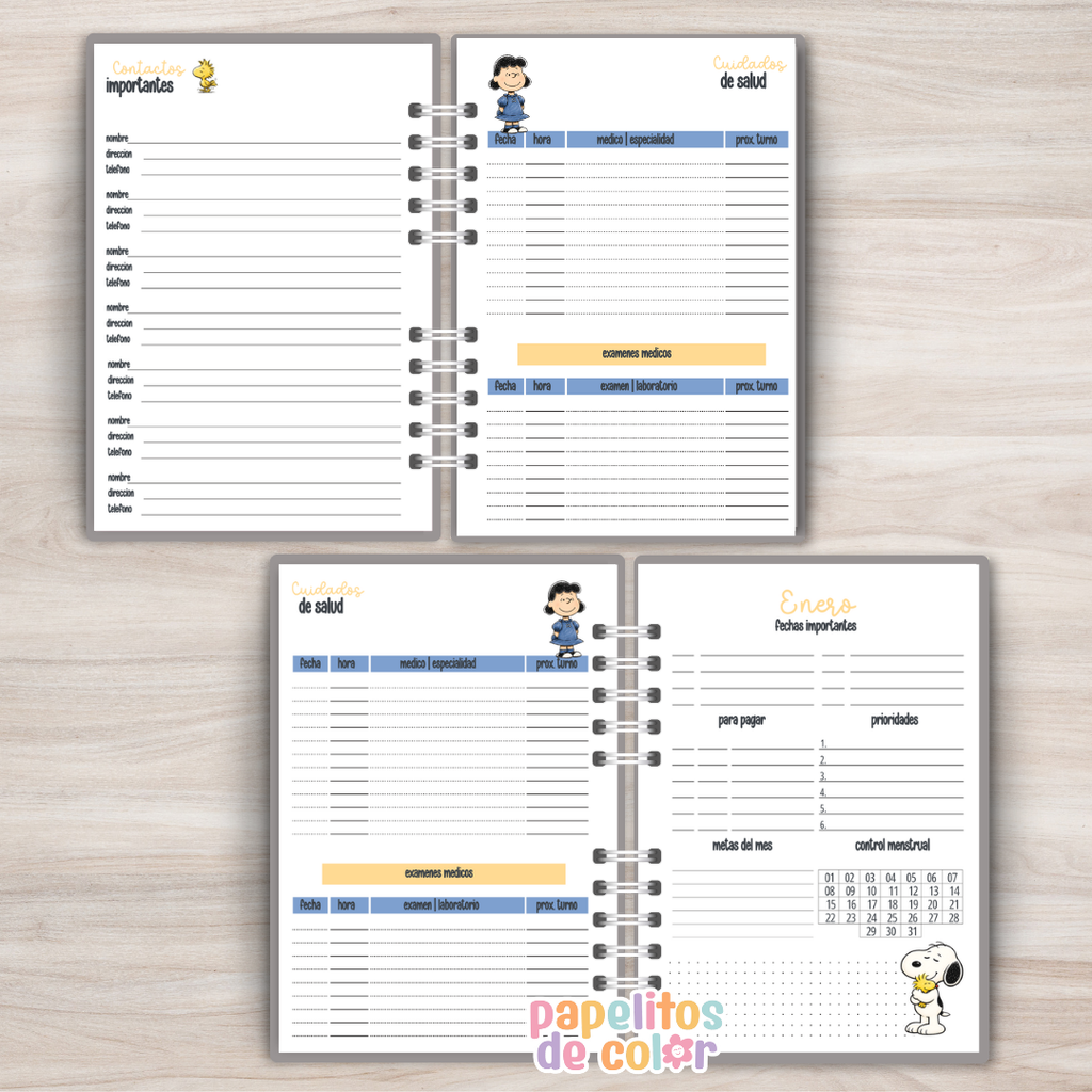🐶✨ Agenda Snoopy - Semanal 2027  🤍