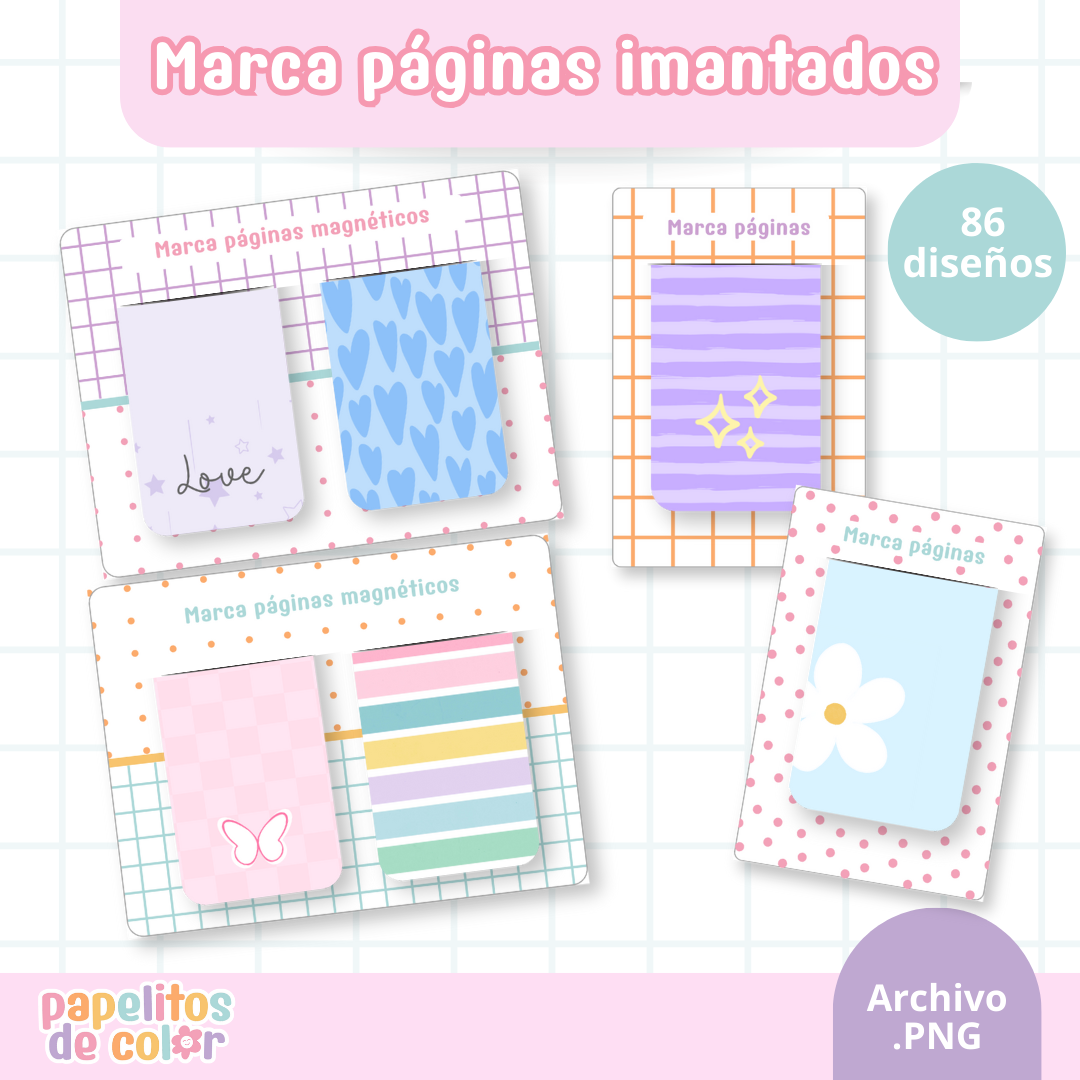 Pack 86 Marcapáginas (sin base) – Kit 2 📖✨🌈