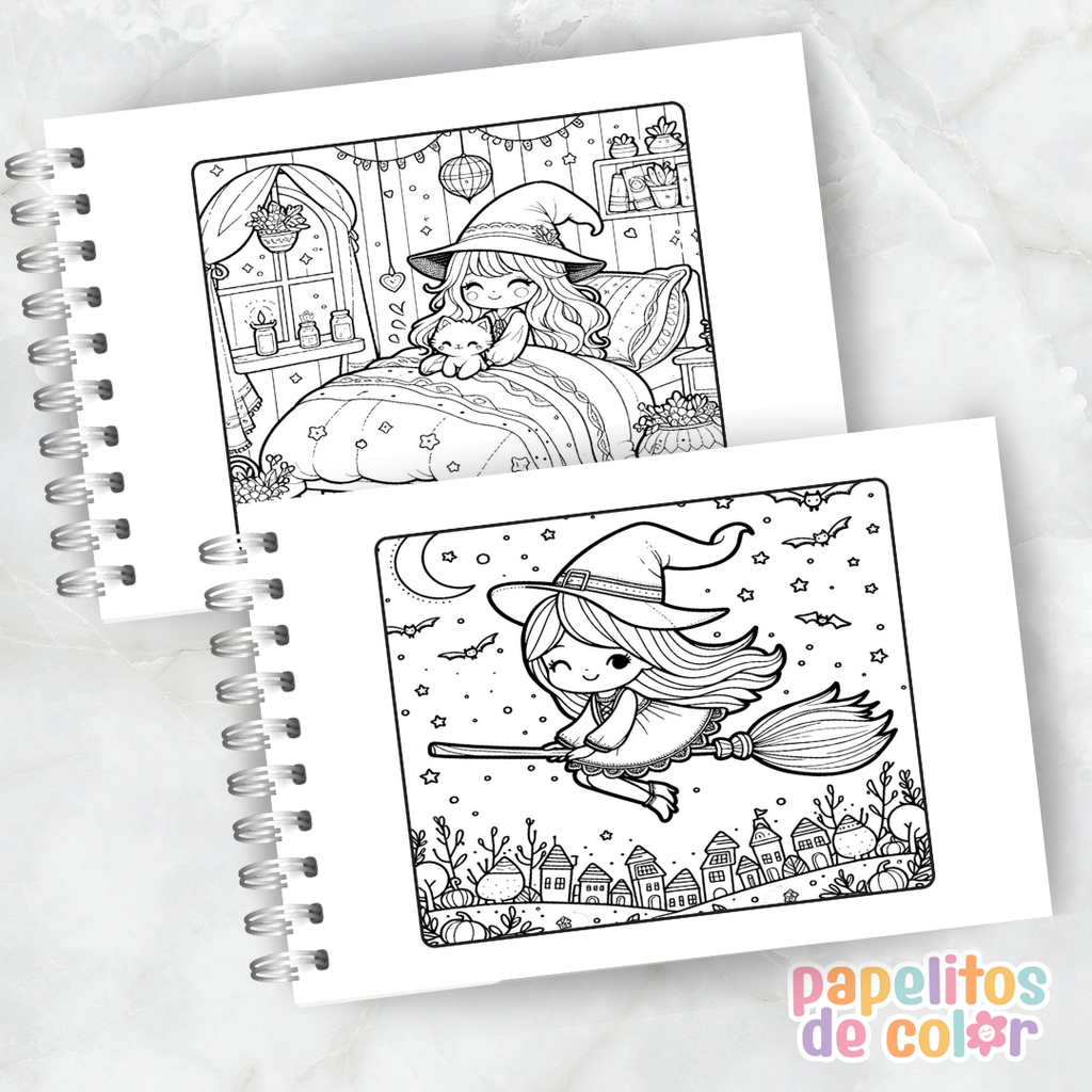 🎨 Libro para Pintar de Brujitas 🧙‍♀️✨