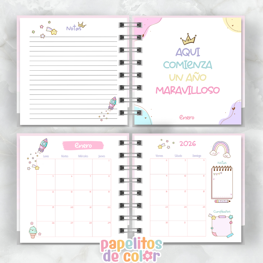 Agenda Pastel 2026 (15x15 cm) 🌸✨