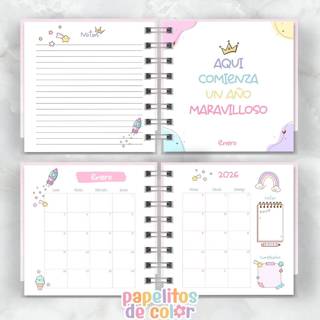 Agenda Pastel 2026 (15x15 cm) 🌸✨