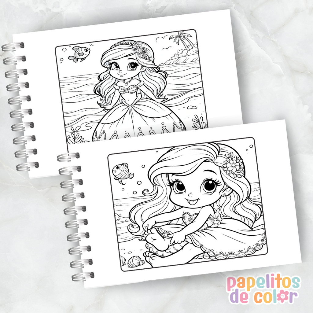 🧜‍♀️🌊 Cuaderno para pintar La Sirenita 🌊🧜‍♀️