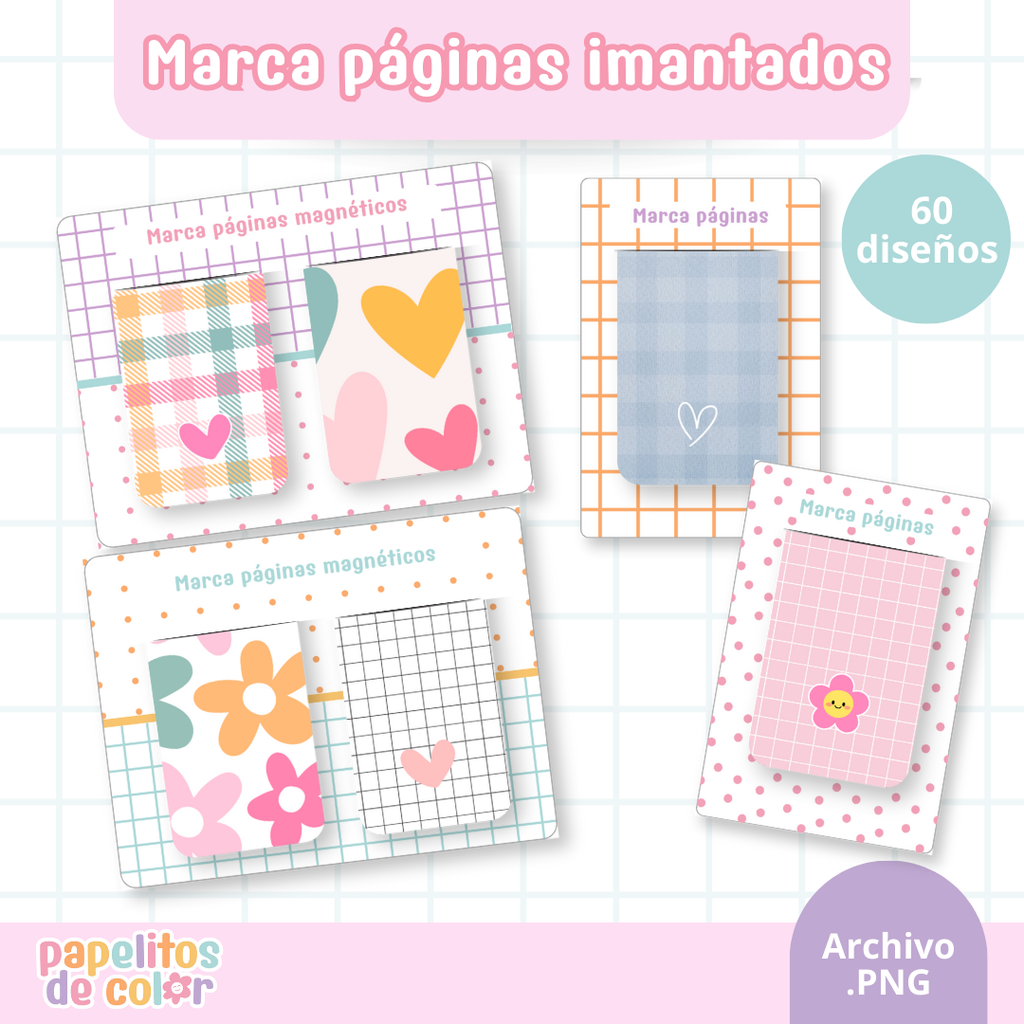 60 Marcapáginas + Bases para Exhibir 💕