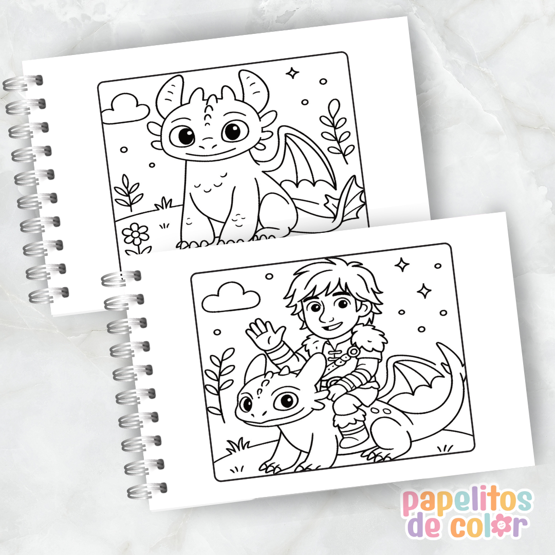 🐉 Libro para pintar Cómo entrenar a tu dragón 🐉