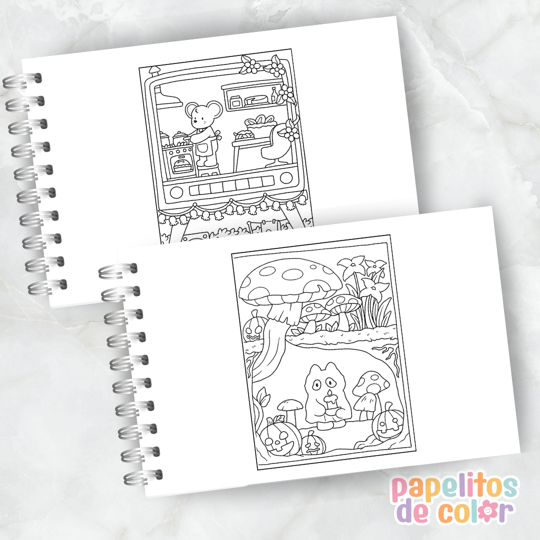 🏡☁️ Libro para Pintar Cozy Spaces ✨🎨