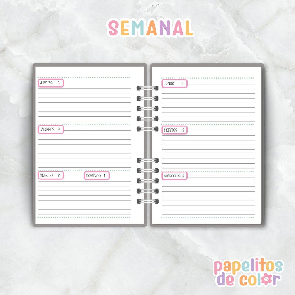 Agenda Semanal Pink 2026 💕