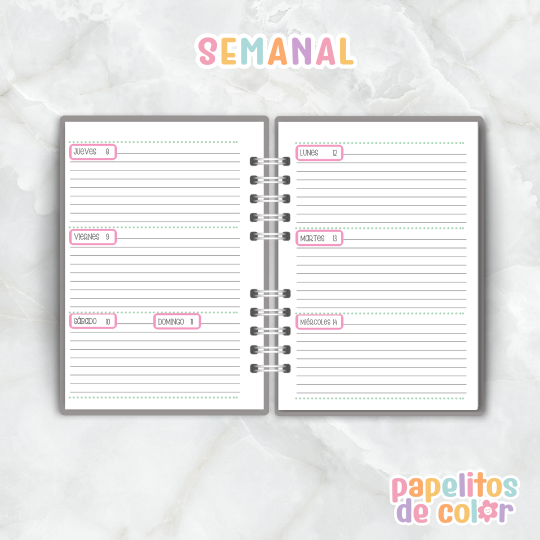 Agenda Semanal Pink 2026 💕