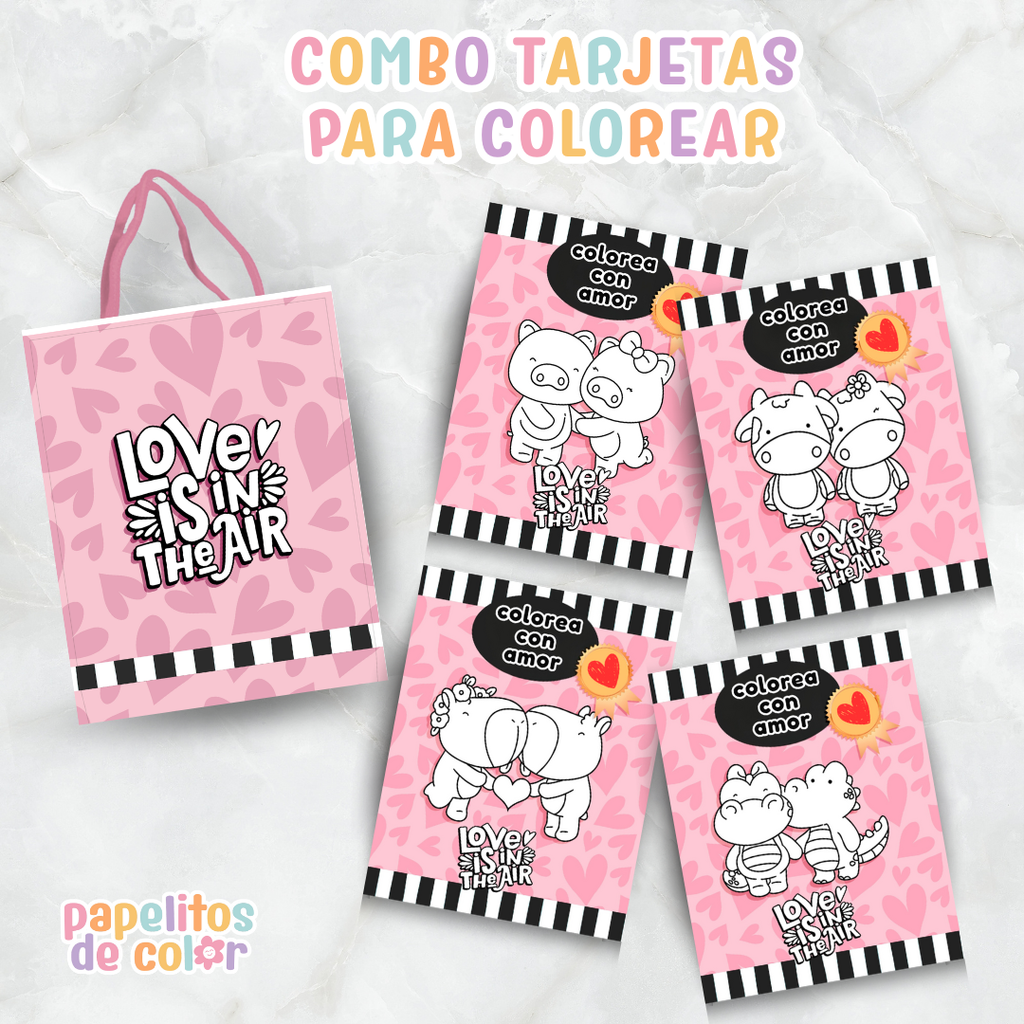 💌Combo Tarjetas para Colorear –  San Valentín 💕