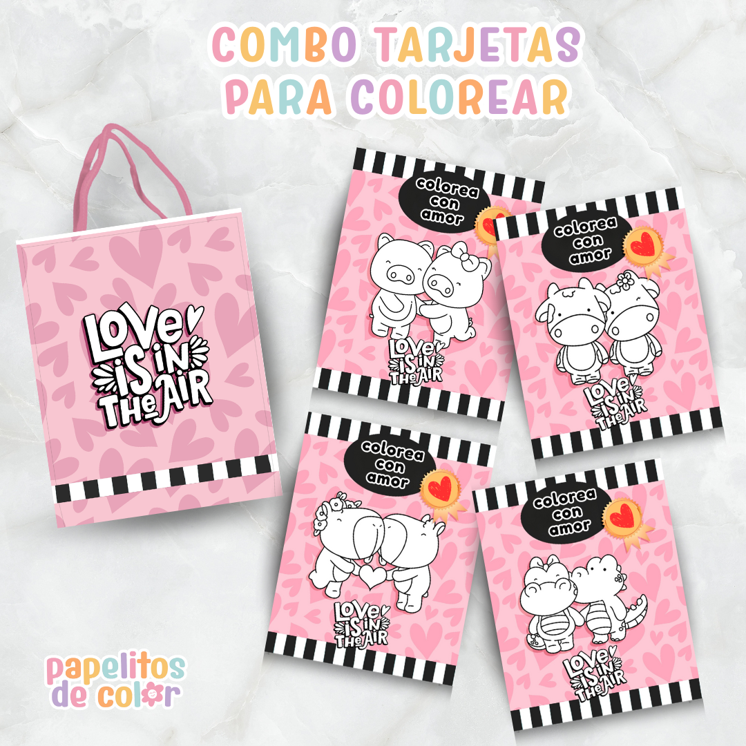💌Combo Tarjetas para Colorear –  San Valentín 💕