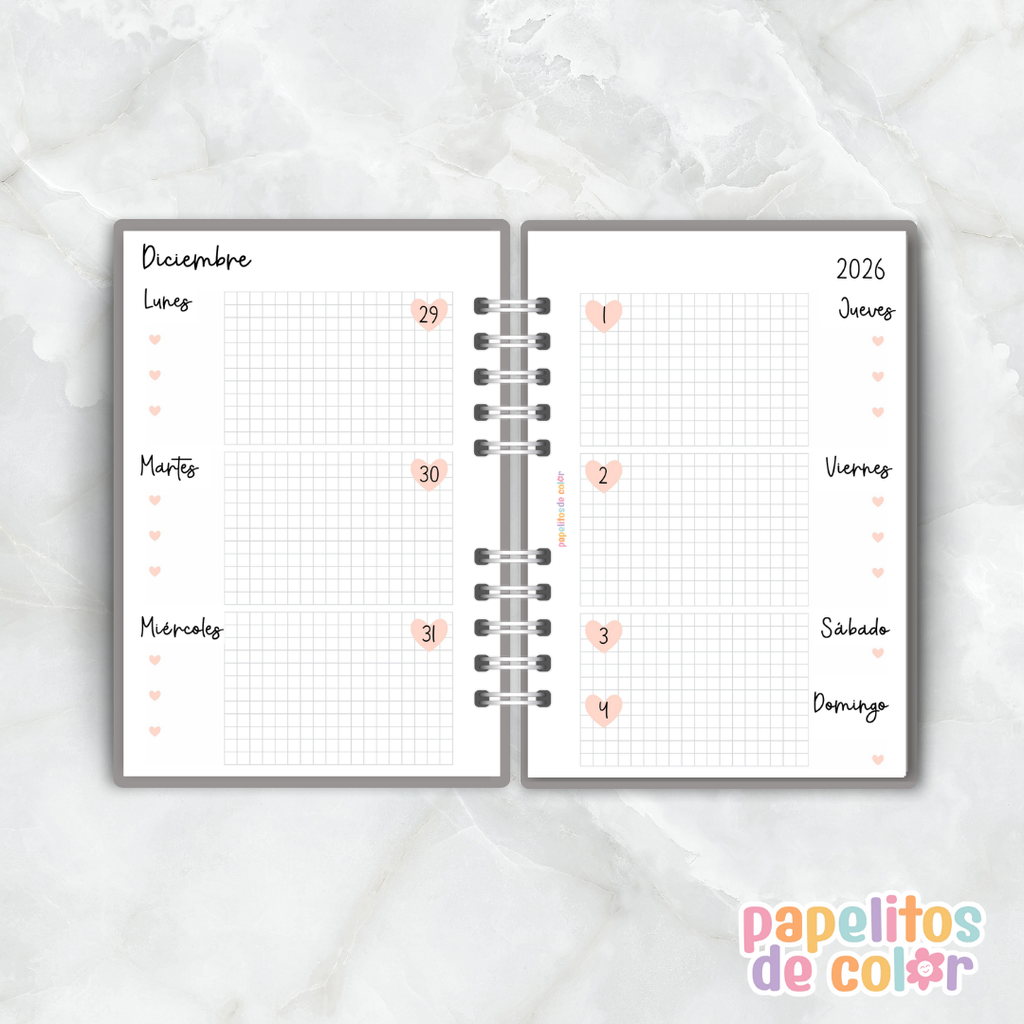 Agenda Pink Hearts 2026 💖✨