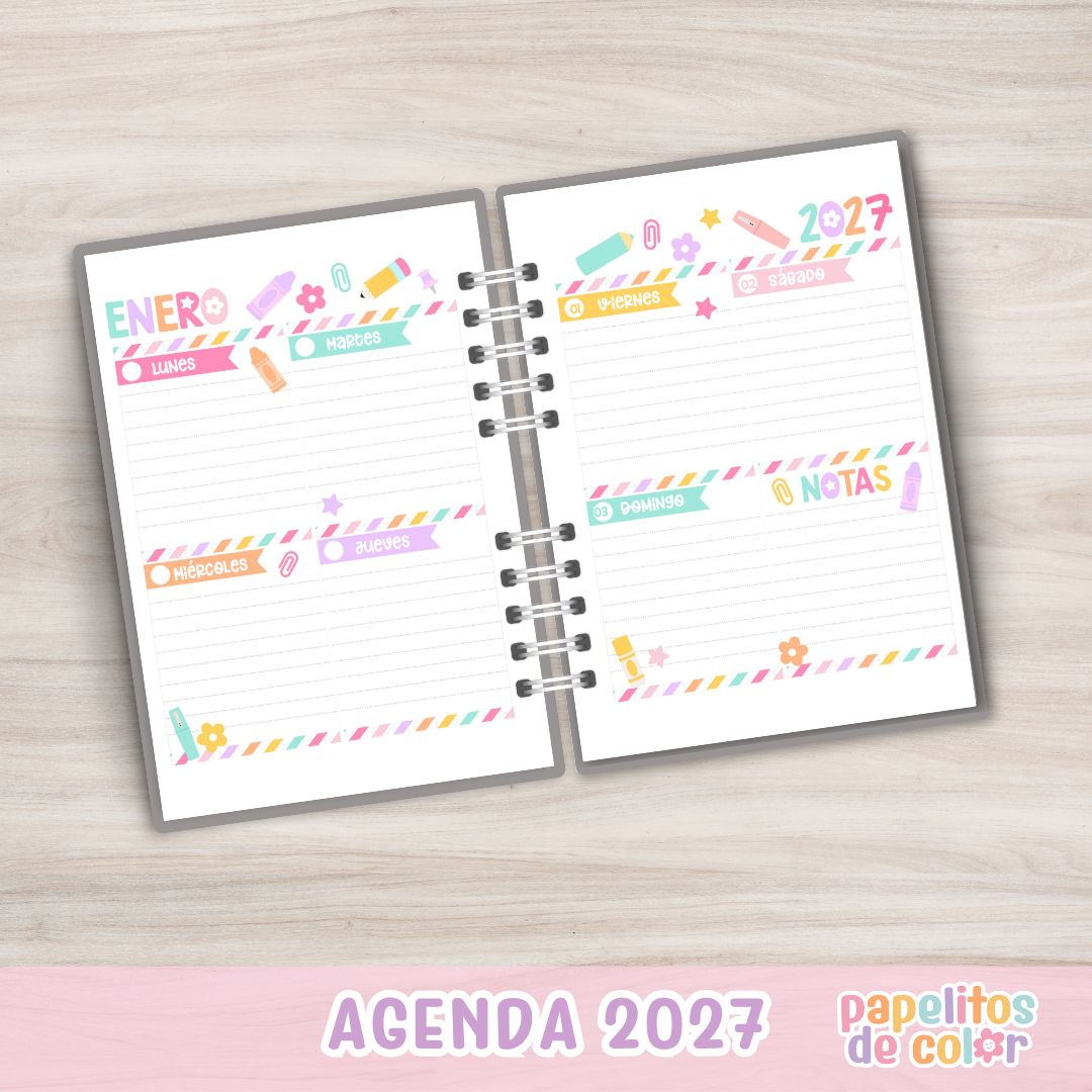 🎀📅 Agenda Wonderful - Semanal 2027 ✨💖