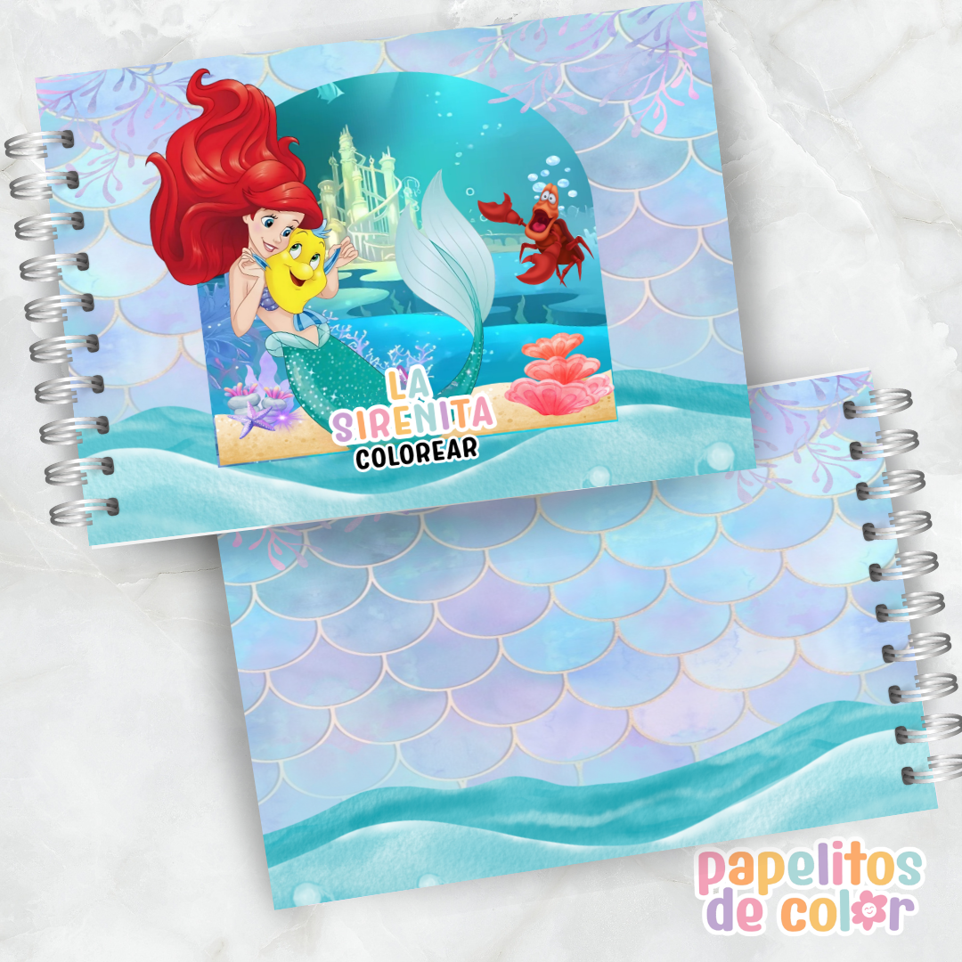 🧜‍♀️🌊 Cuaderno para pintar La Sirenita 🌊🧜‍♀️