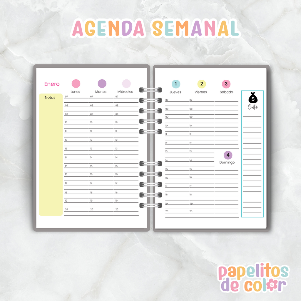 Agenda Semanal Colores 2026 🌈