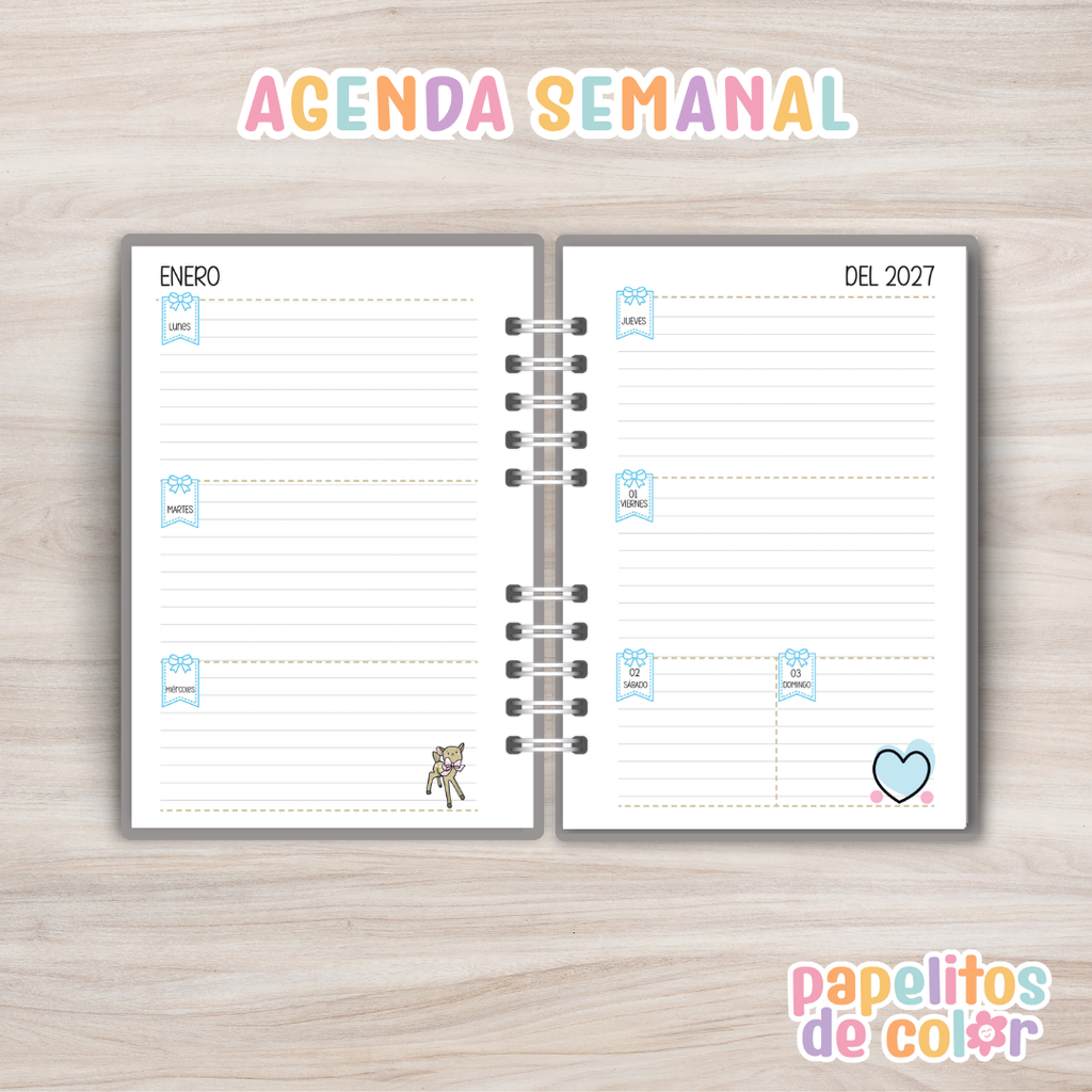 🎒 Agenda Escolar - Semanal 2027 ✨