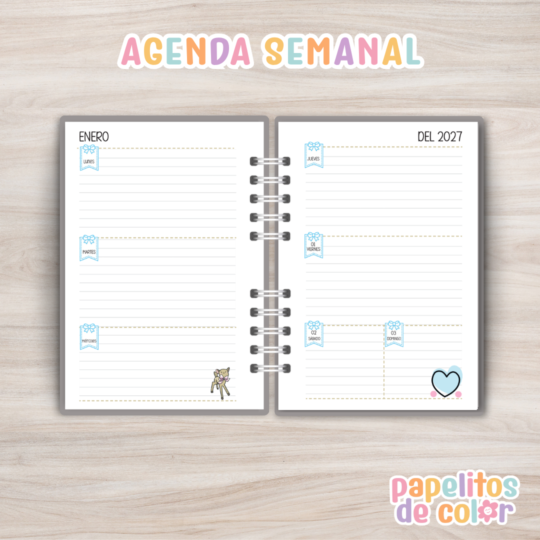 🎒 Agenda Escolar - Semanal 2027 ✨