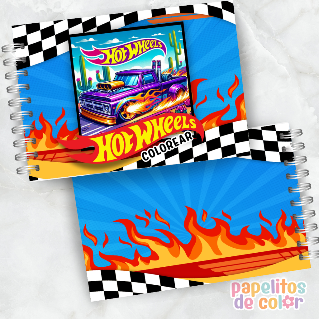 🏎️🔥 Cuaderno para pintar Hot Wheels 🔥🏎️