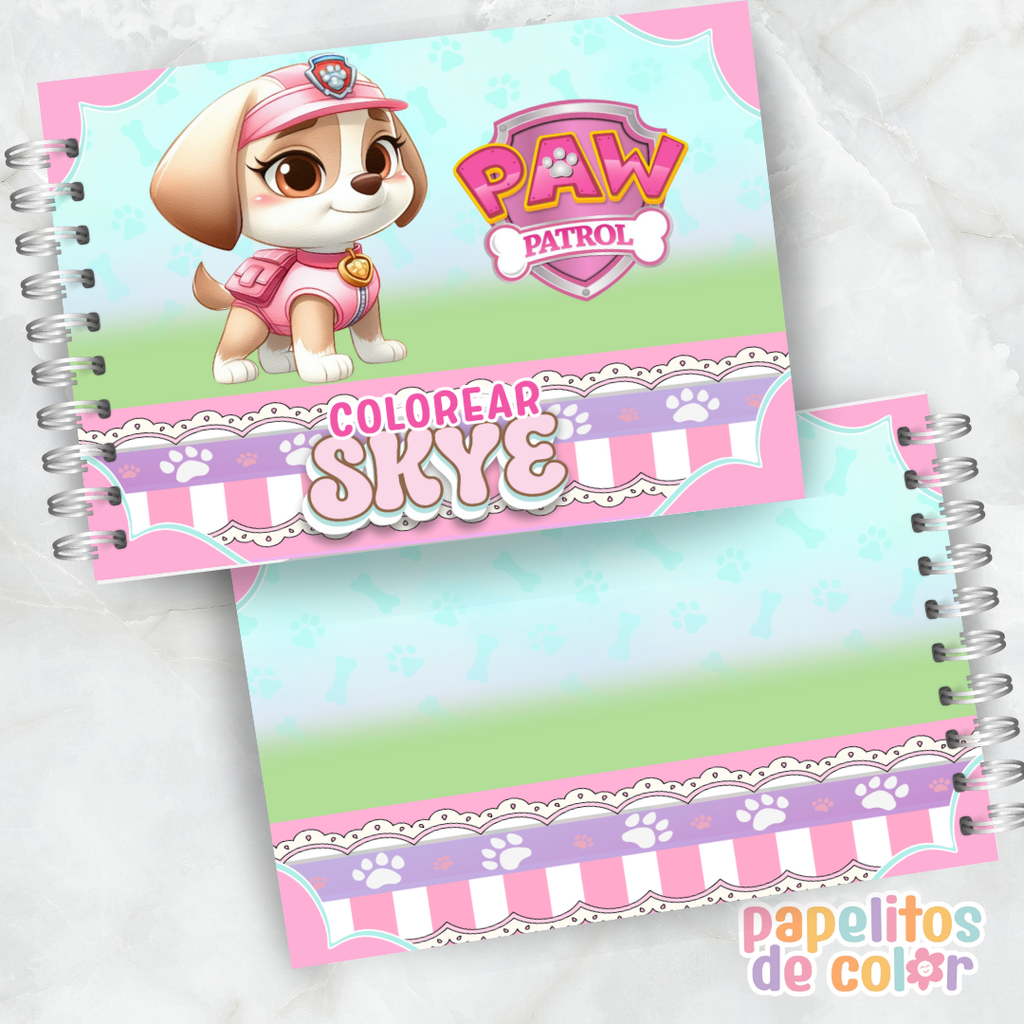🐾🎶 Libro para pintar Skye (Paw Patrol) 💖🎨