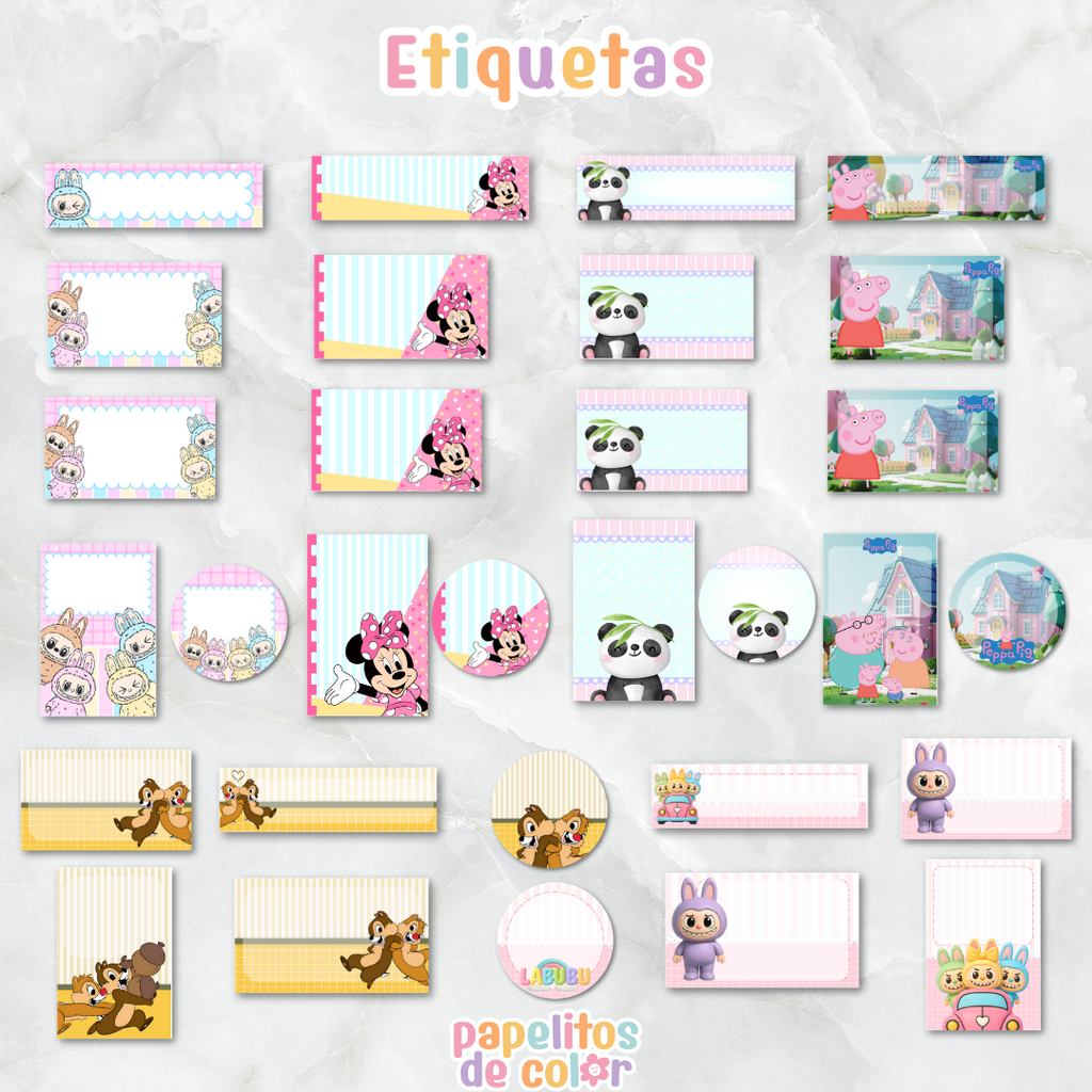 🎒Vol. 4 – Etiquetas Escolares | 69 Diseños🏷️