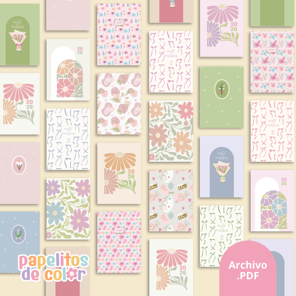 🌸 Pack 25 Portadas Agendas – Kit 10