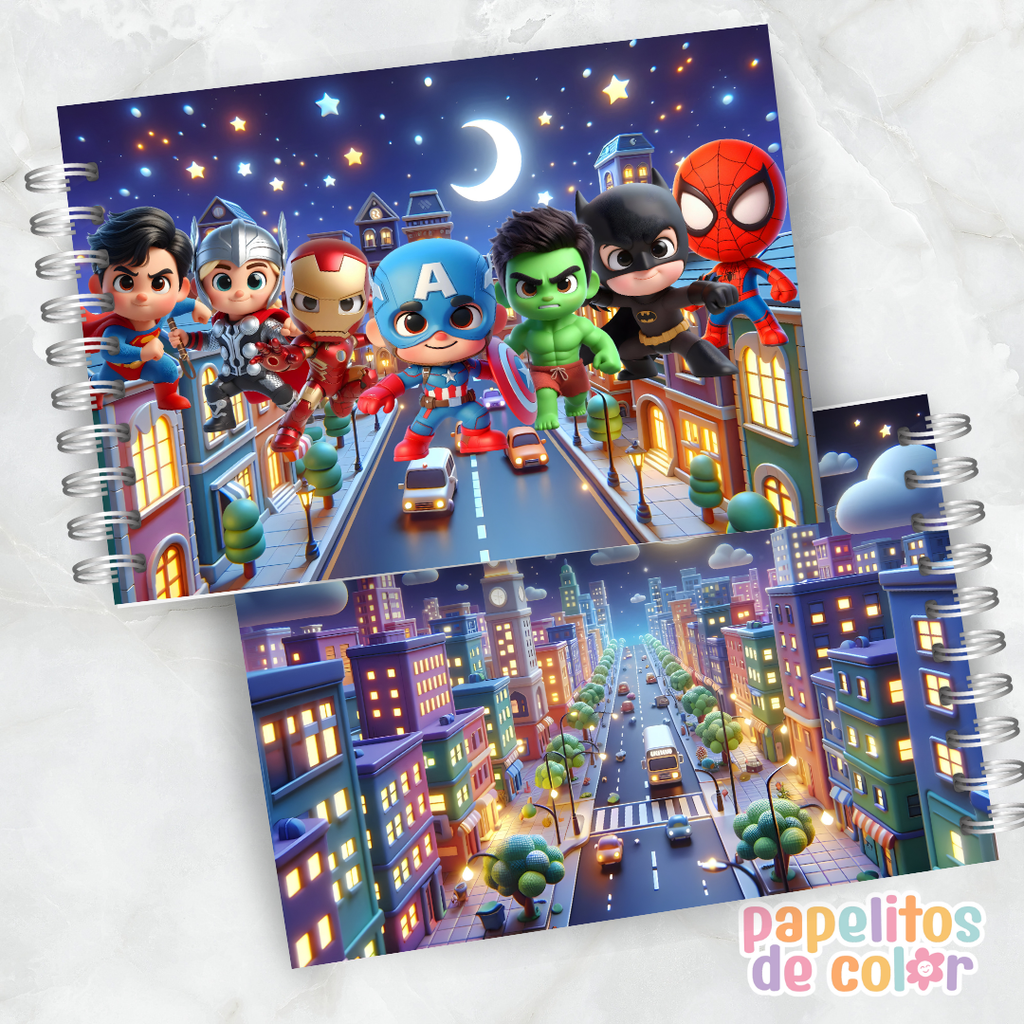 🎨 Libro para Pintar de Superhéroes 🦸‍♂️🦸‍♀️⚡