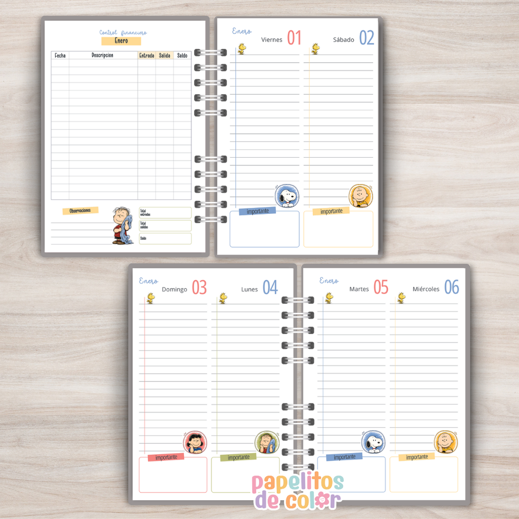 🐶✨ Agenda Snoopy– Dos Días por Hoja 2027🤍
