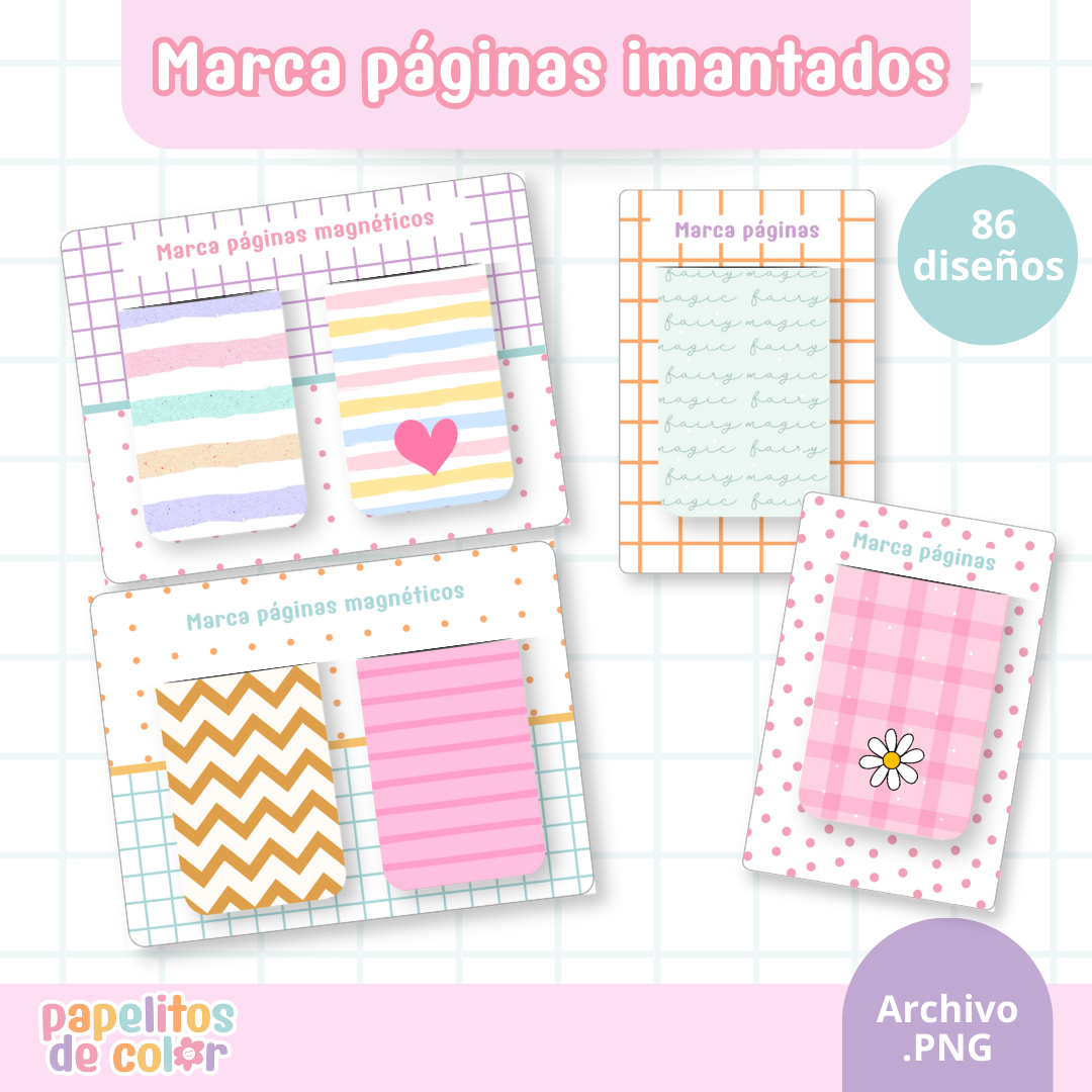 Pack 86 Marcapáginas (sin base) – Kit 2 📖✨🌈