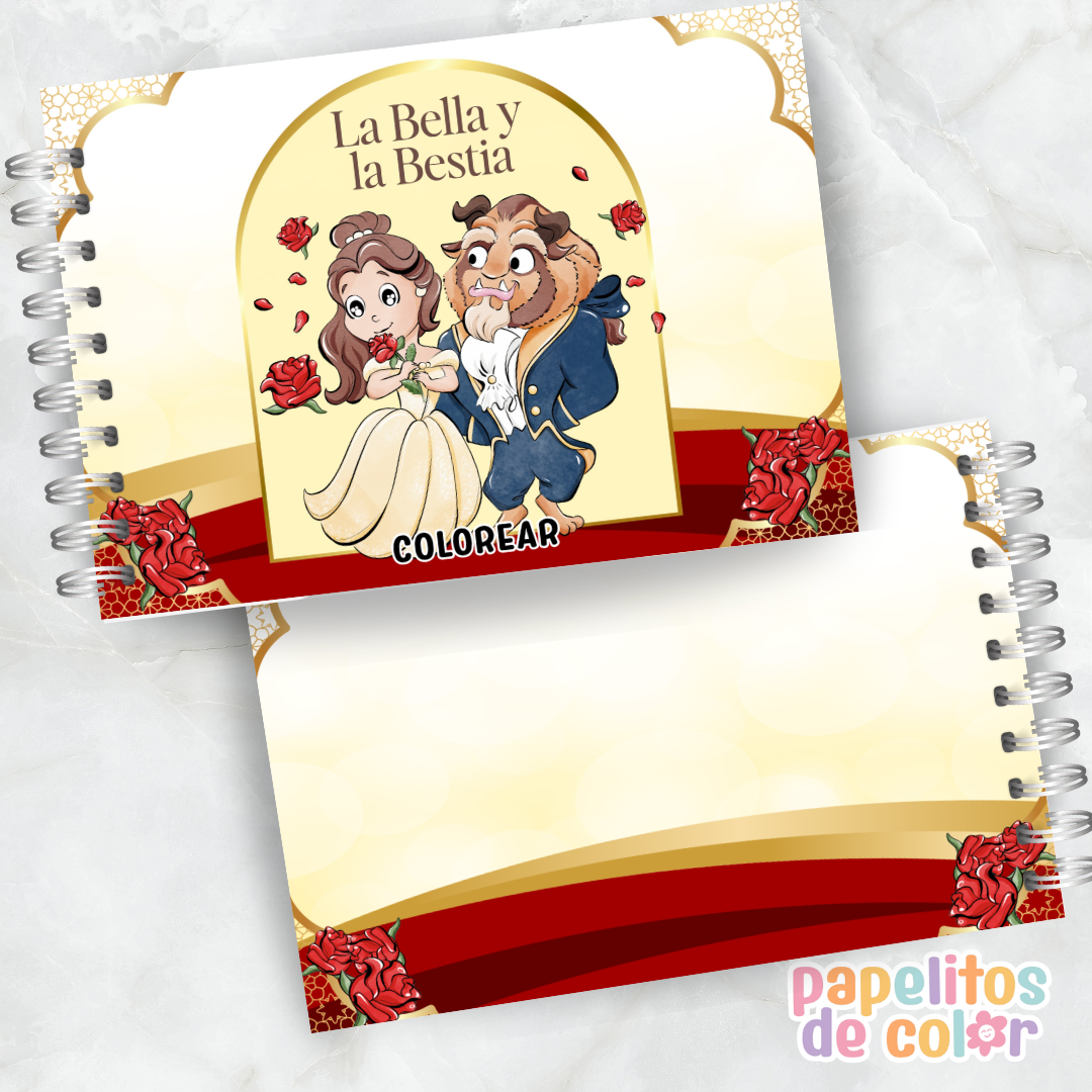 🌹 Libro para pintar La Bella y la Bestia 🌹