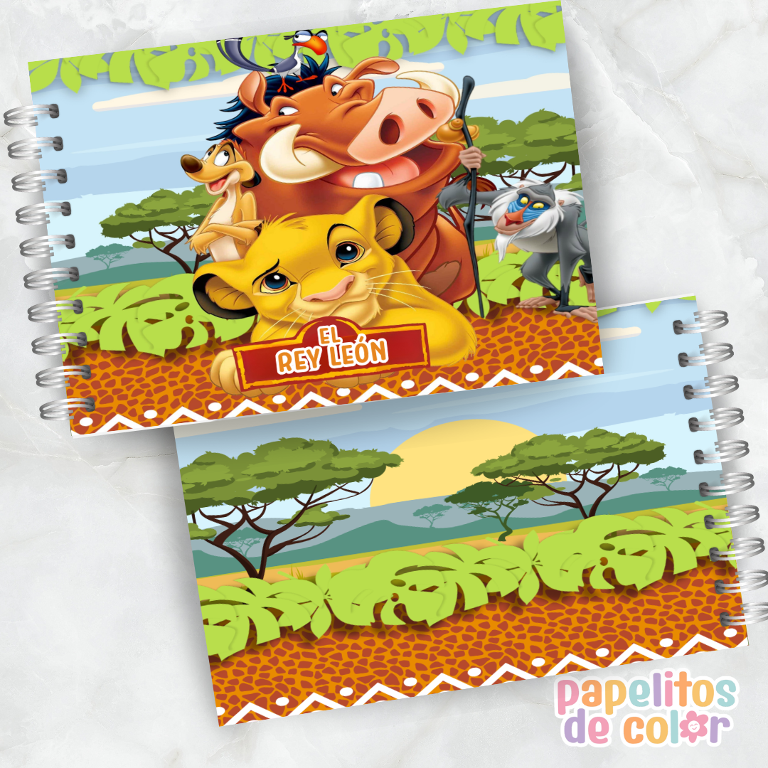 🦁🌿 Cuaderno para pintar Rey León 🌿🦁 – Papelitos de Color