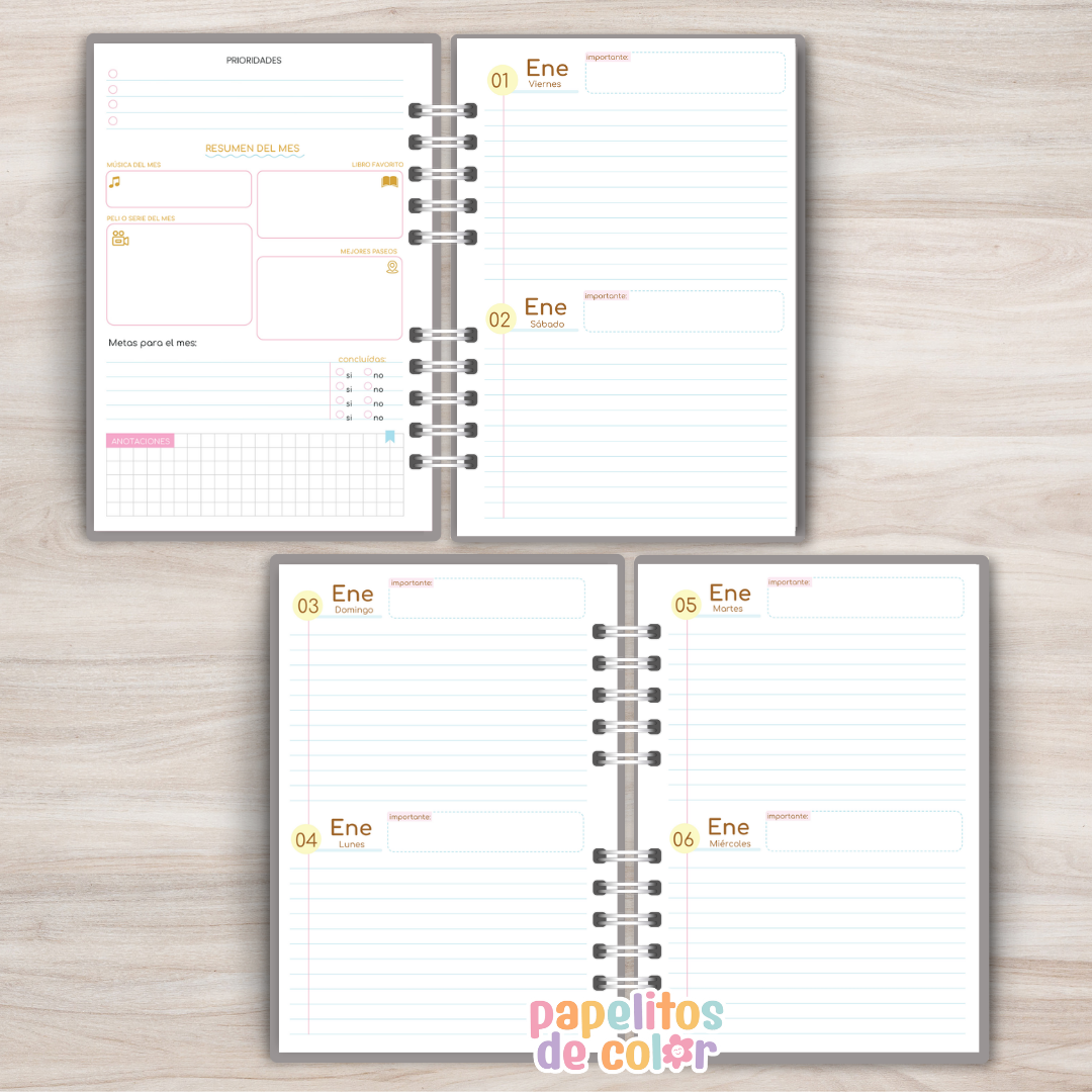 🌿✨ Agenda Comforta – 2 Días por Página 2027  📖💛
