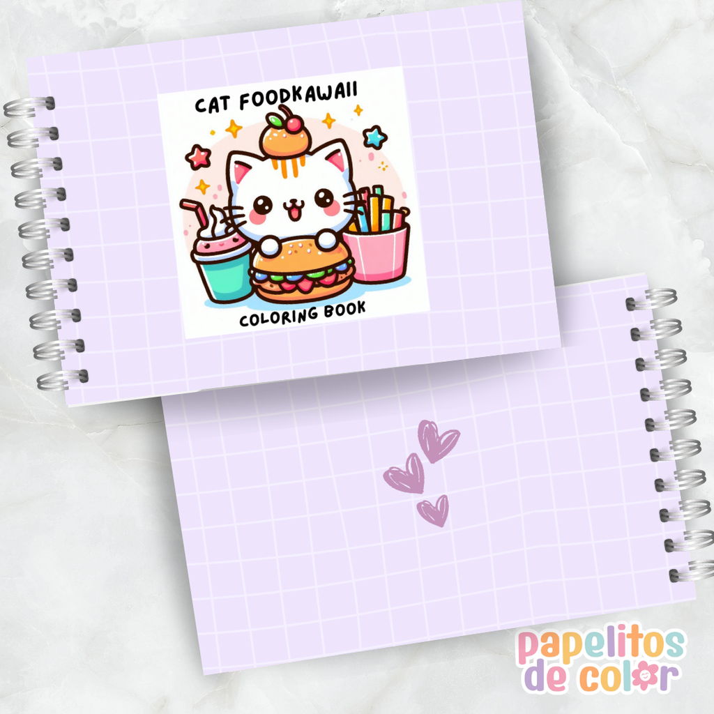 🐱🍔 Libro para Pintar Cat Food Kawaii 🎨✨