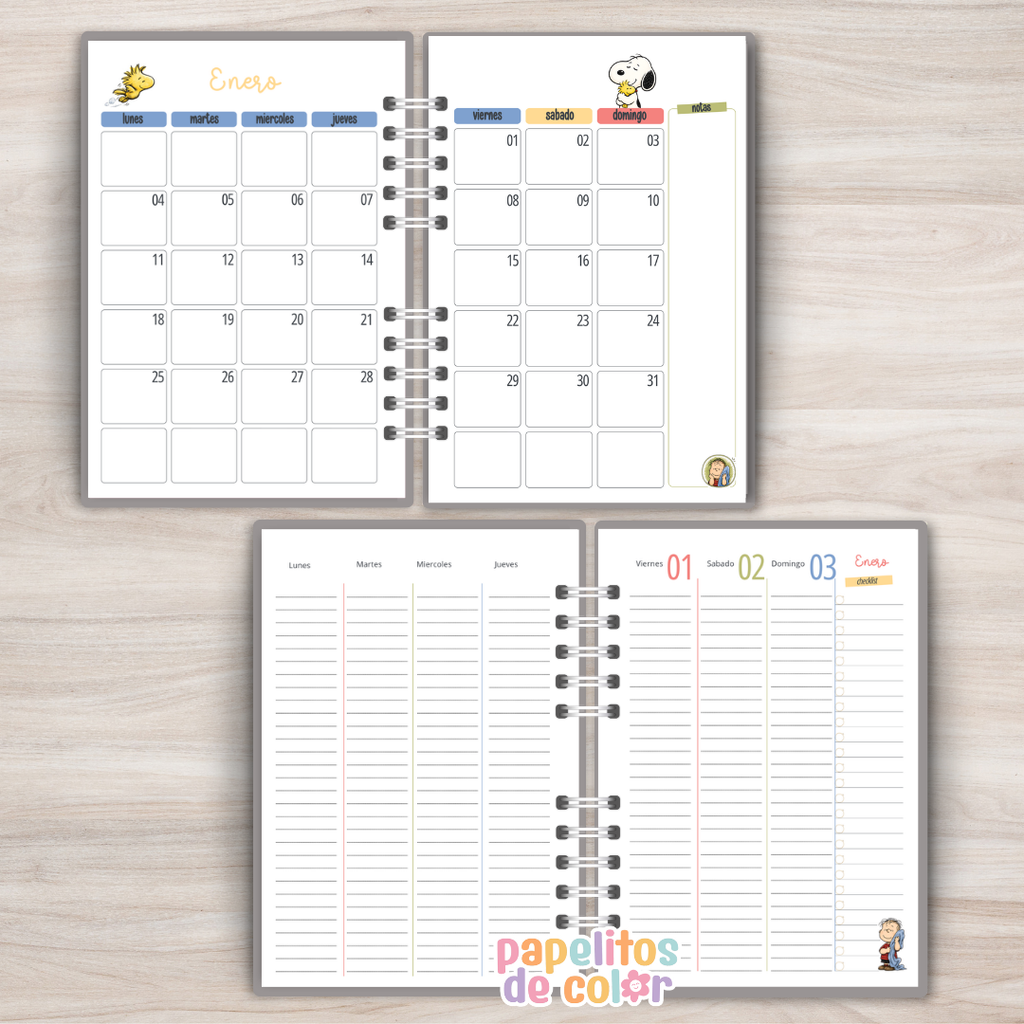 🐶✨ Agenda Snoopy - Semanal 2027  🤍