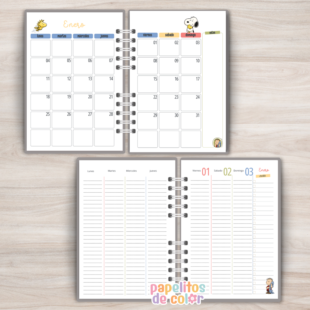 🐶✨ Agenda Snoopy - Semanal 2027  🤍