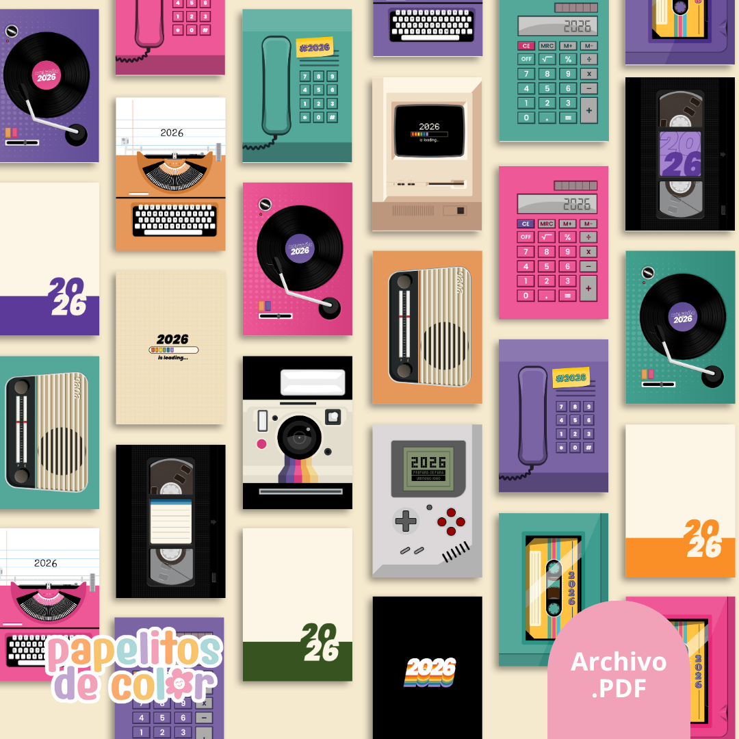 Pack 25 Portadas Agendas – Retro A5