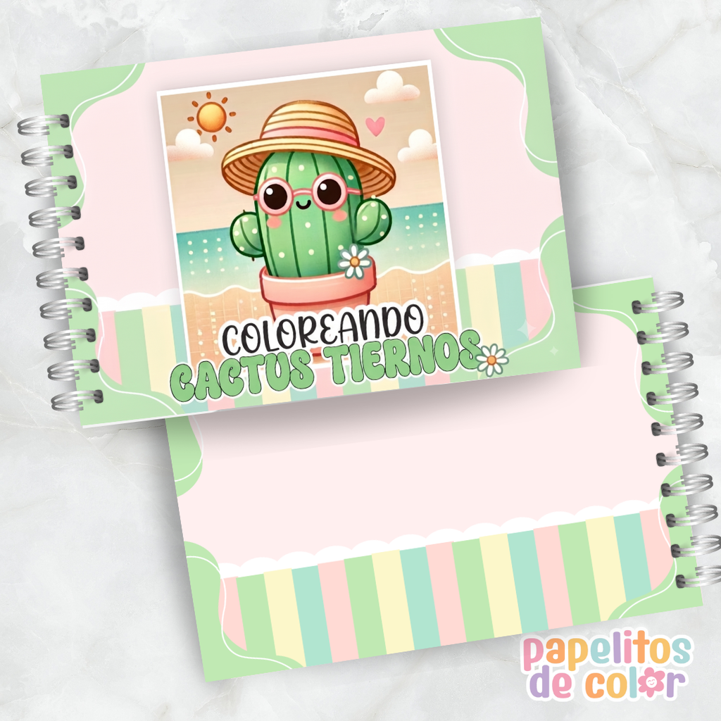🎨 Libro para Pintar de Cactus 🌵💚✨