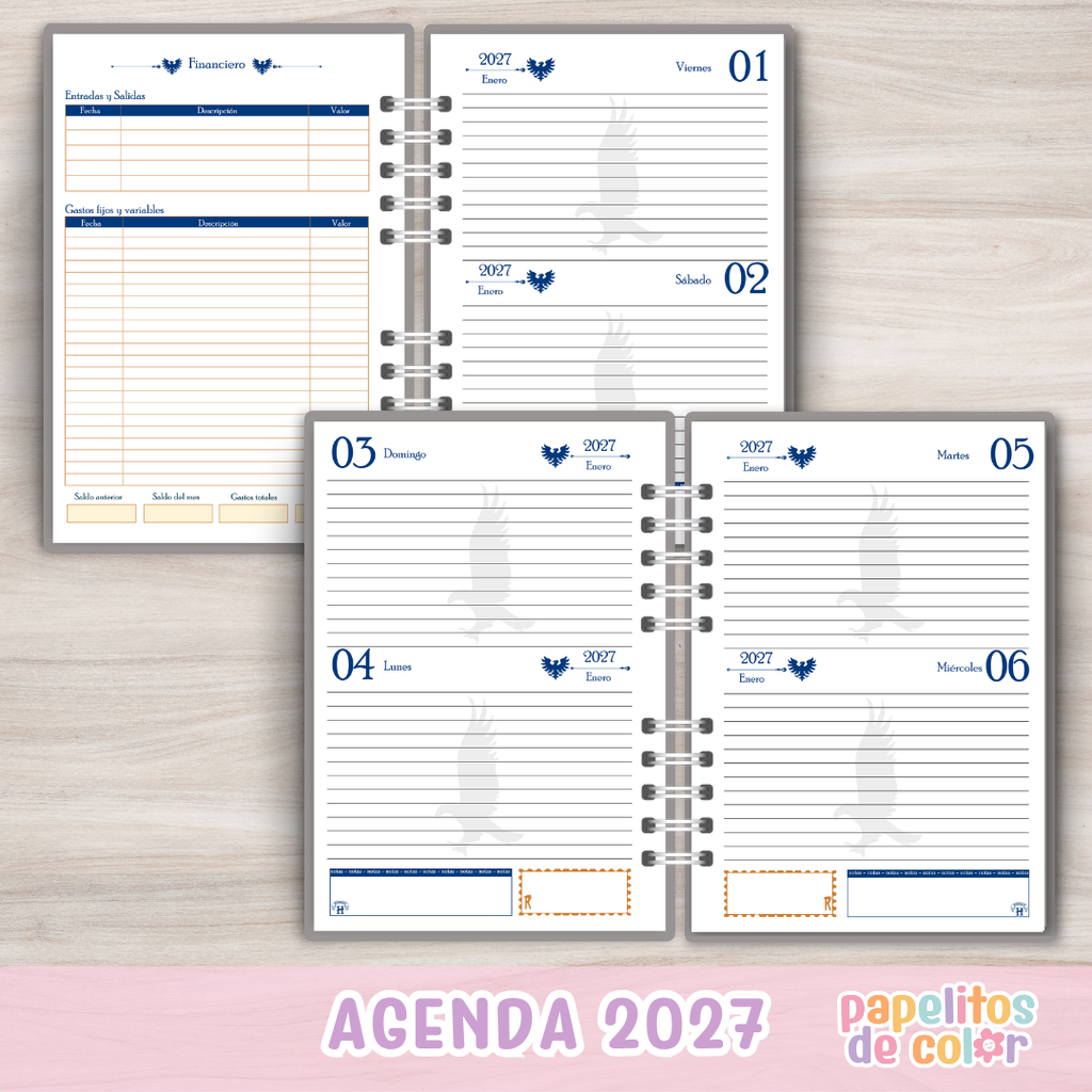 🦅✨ Agenda Ravenclaw 2027 – 2 días por hoja 📘🎨
