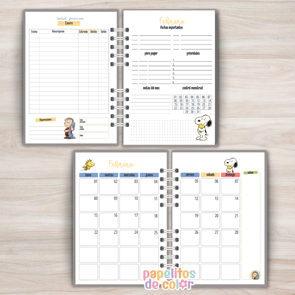 🐶✨ Agenda Snoopy - Semanal 2027  🤍