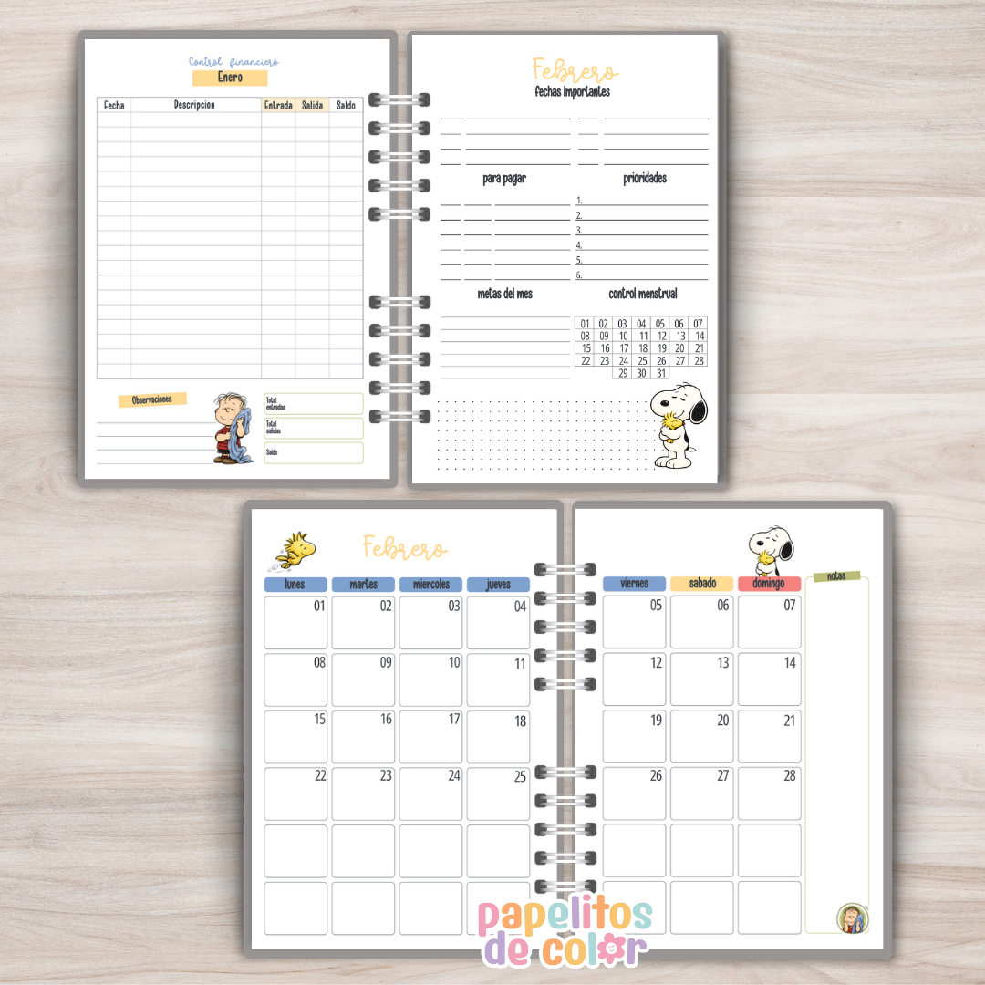 🐶✨ Agenda Snoopy - Semanal 2027  🤍