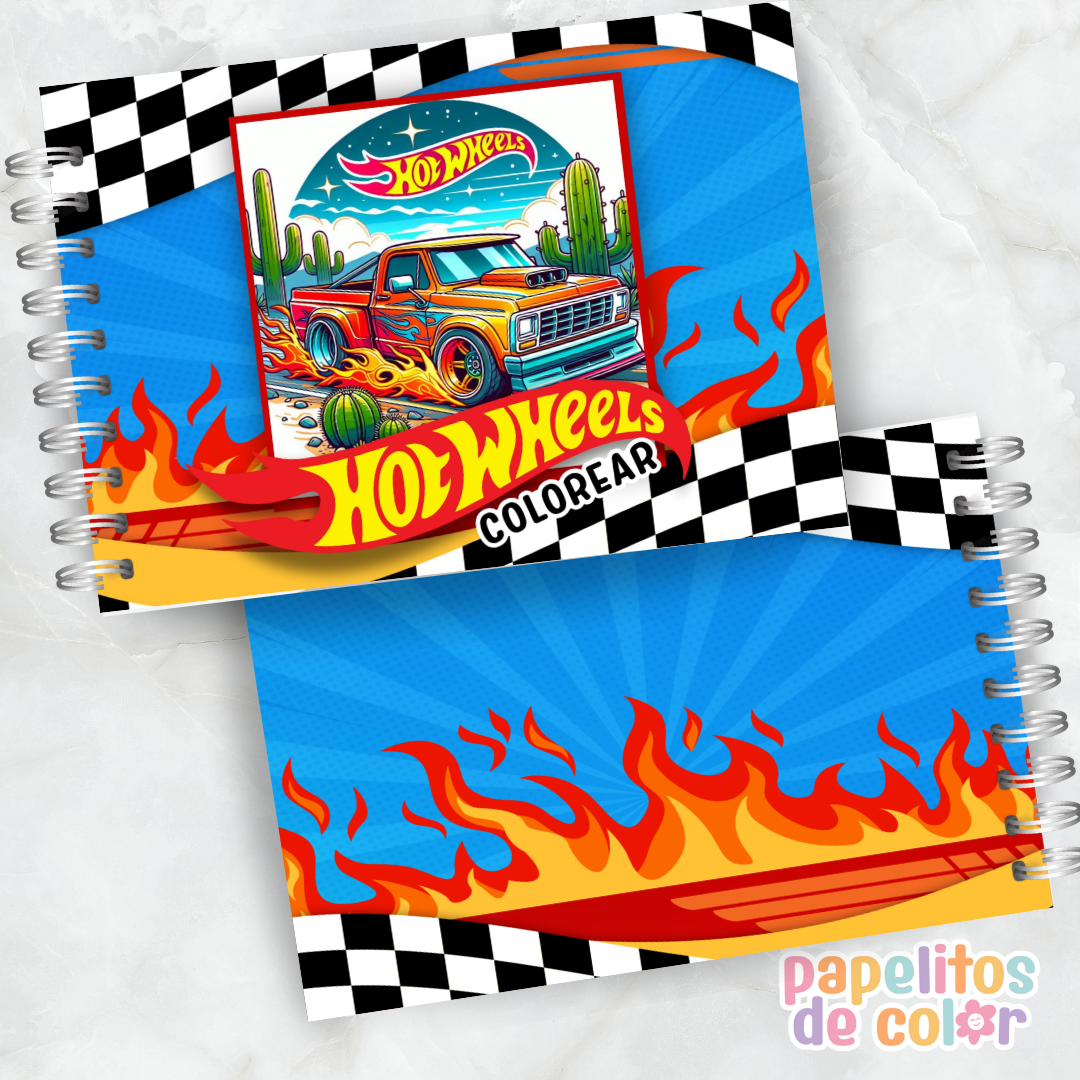 🏎️🔥 Cuaderno para pintar Hot Wheels 🔥🏎️