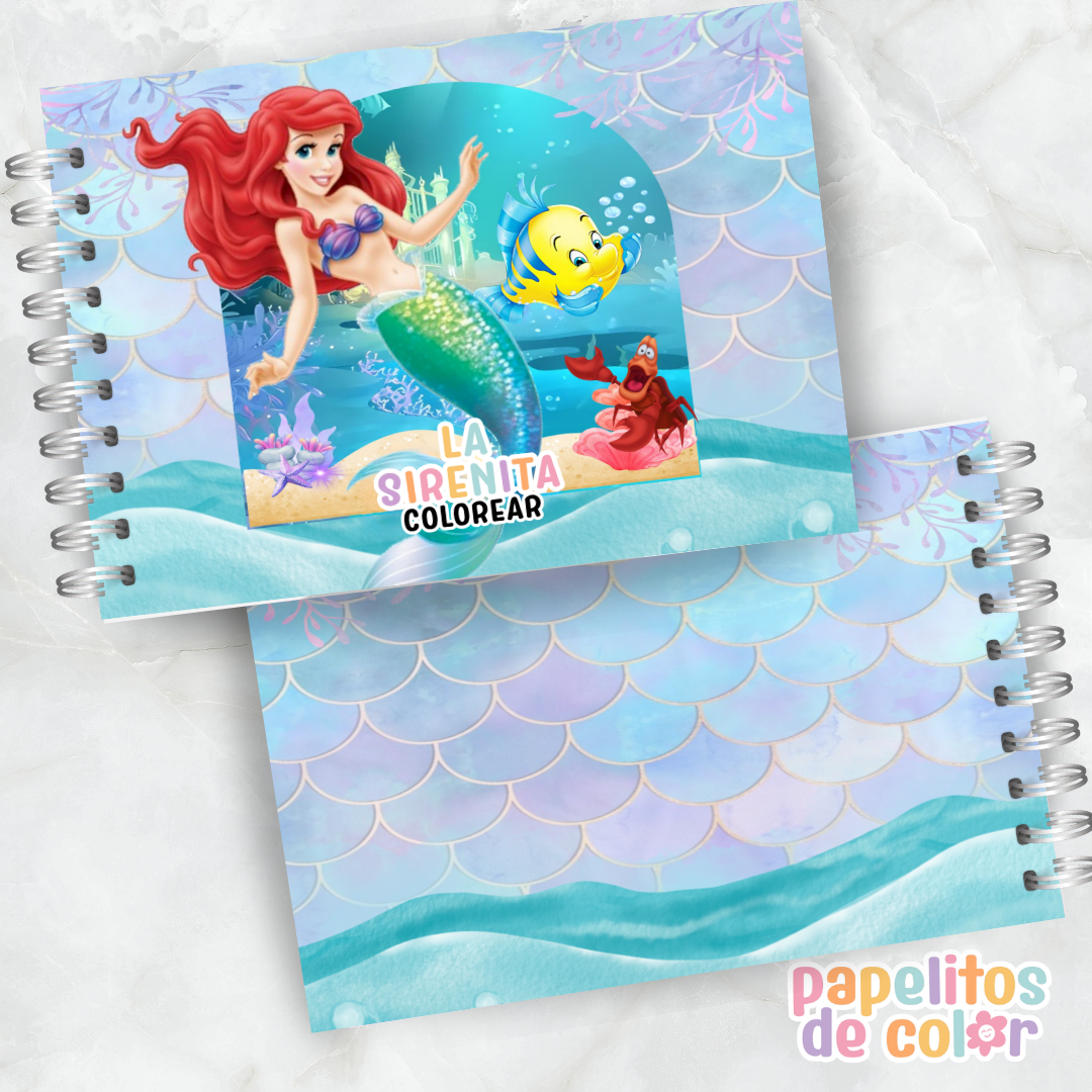🧜‍♀️🌊 Cuaderno para pintar La Sirenita 🌊🧜‍♀️