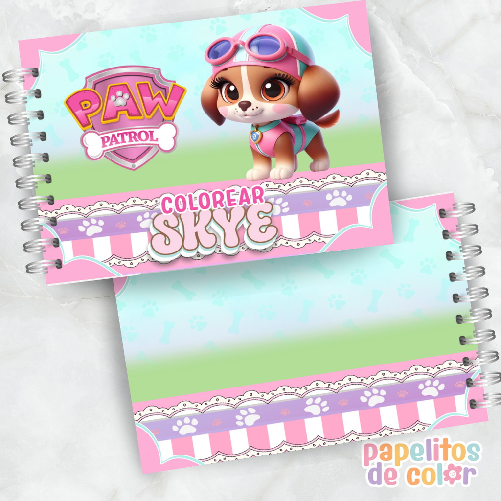 🐾🎶 Libro para pintar Skye (Paw Patrol) 💖🎨