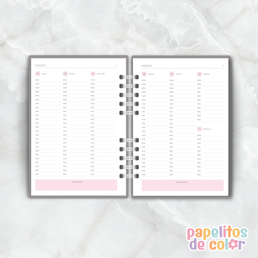 Agenda Semanal 2026 Delicada ✨