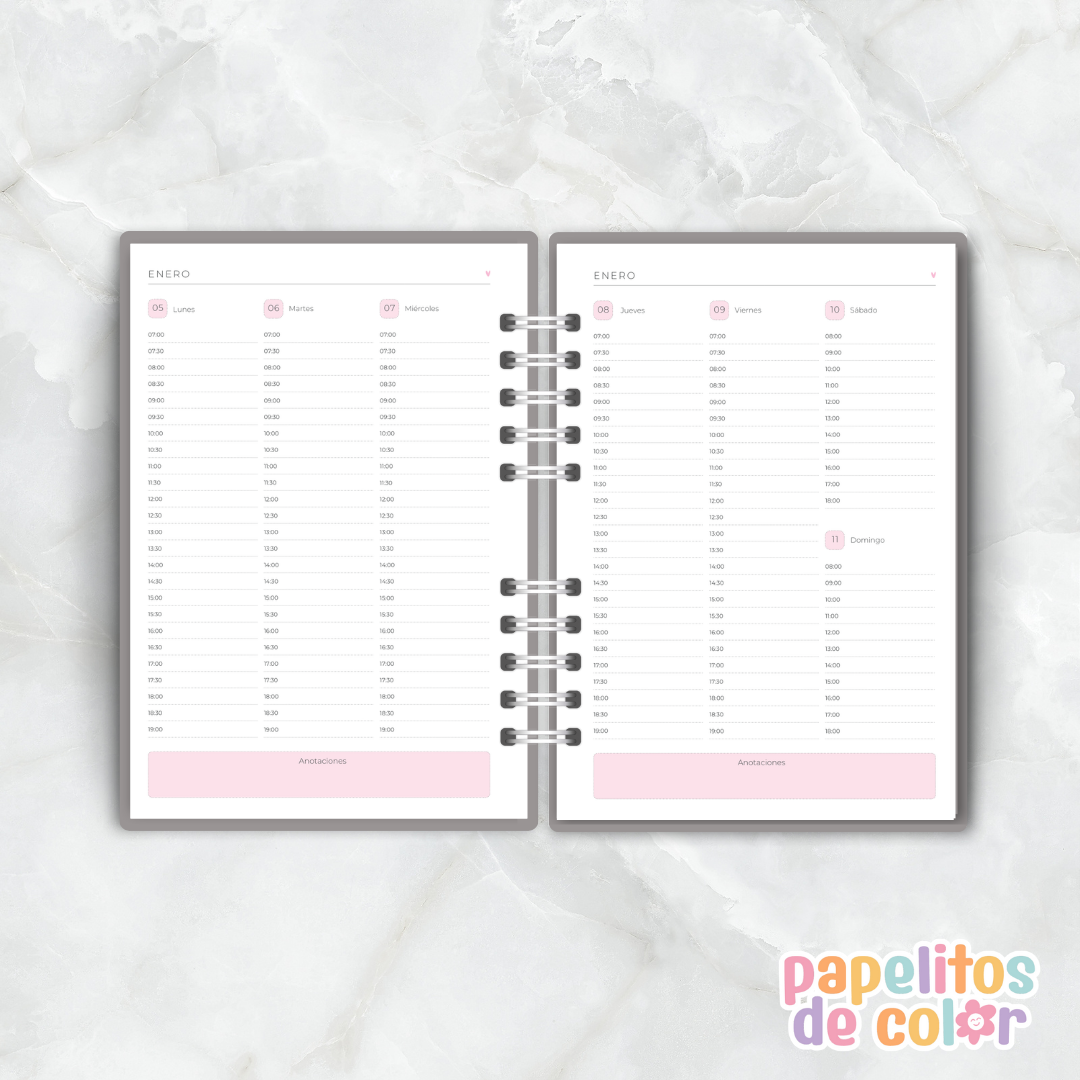 Agenda Semanal 2026 Delicada ✨